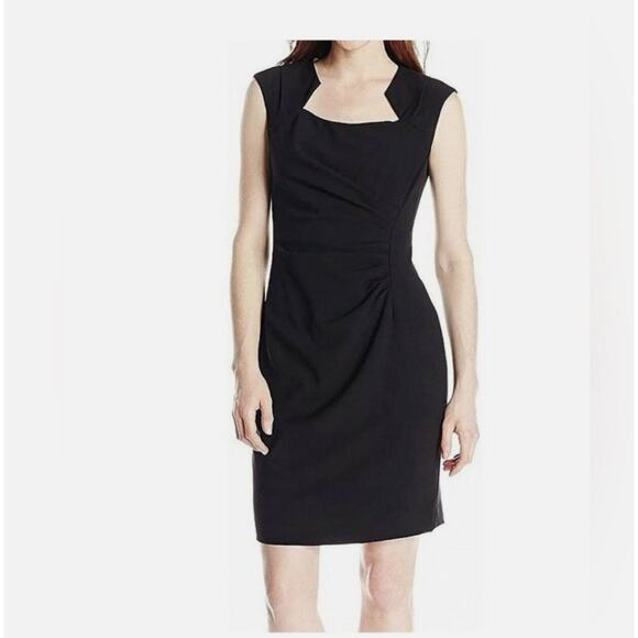 Calvin Klein Petite Cap Sleeve Side Ruched Sheath Dress - Picture 2 of 15